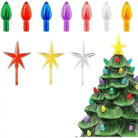 150 ampoules de rechange en céramique pour guirlandes lumineuses de Noël, kit de décorations lumineuses en plastique avec étoile de Noël pour sapin de Noël (1/4)