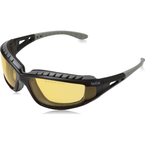 Bolle TRACPSJ - Occhiali con montatura in nylon, lenti anti-graffio e antinebbia, nero/giallo (1/3)