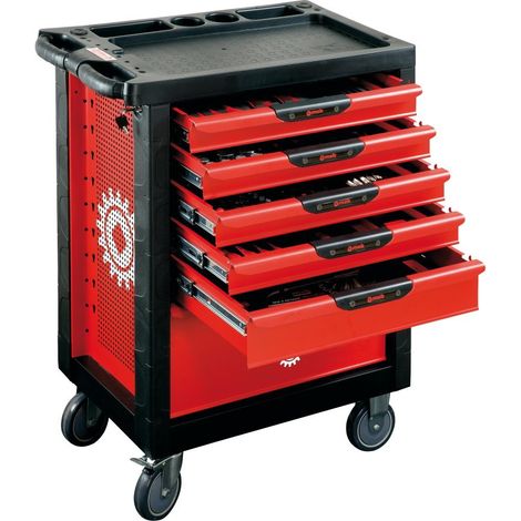 Servante d'atelier PROLINER rouge 6 tiroirs – 133 outils - MOB (1/3)