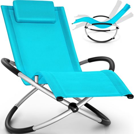 tillvex® Gartenliege Blau Relaxliege Sonnenliege Schaukelliege Liegestuhl Camping Schwingliege