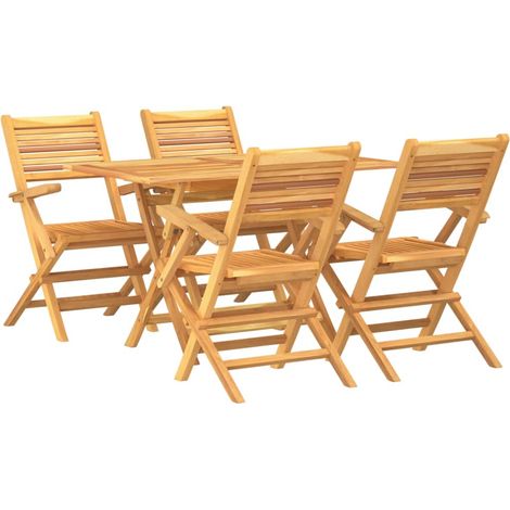 Maison Exclusive - 5-tlg. Garten-Essgruppe Massivholz Teak