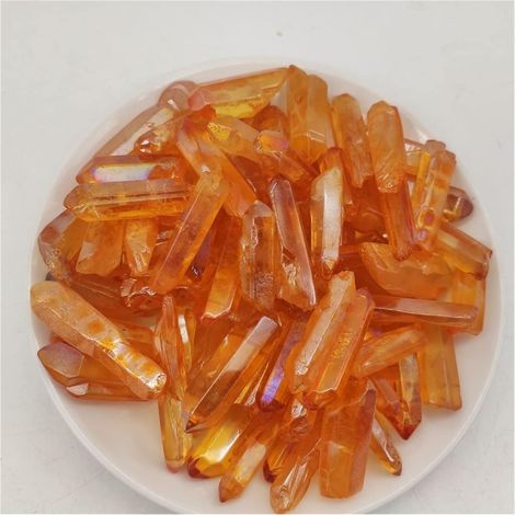 Titane Orange galvanisé Aura Crystal Wand Point Crystal Stone Decor Décoration de Pierres Naturelles et de Collections de la Maison (Size : 200g) (1/5)