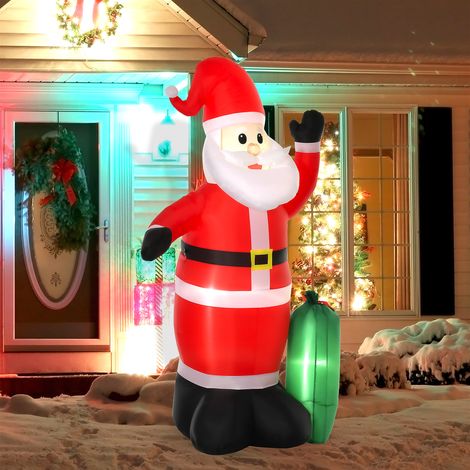 Père Noël gonflable de 240 cm avec lumières LED et sac cadeau, décoration de Noël