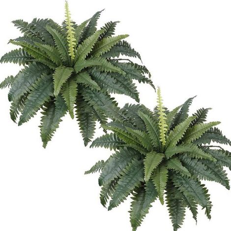 Lot de 2 fougères artificielles Boston - 58 cm - Plantes artificielles en plastique résistant aux UV - Décoration pour 2 (1/5)