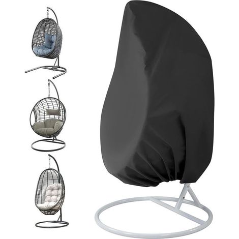 Housse de chaise suspendue pour jardin, en rotin et osier, imperméable et résistante à la poussière - 190 x 115 cm (Noir) (1/5)