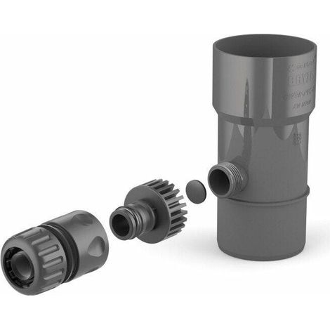 BRYZA® Desagüe de canalón para depósito de agua de lluvia DN Ø63 mm de diámetro, grafito, para agua de lluvia, colector de agua de lluvia Speedy, colector de agua de lluvia para bajantes, filtro de ba