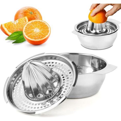 Manuelle Zitruspresse – Aus Edelstahl 304 – Profiqualität – Durchmesser 16,7 cm – Spülmaschinenfest – Geeignet für Zitronen, Grapefruits und Orangen (1/5)