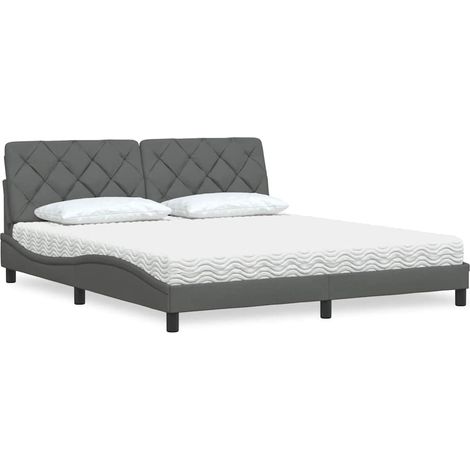 Bett mit Matratze Dunkelgrau 180x200 cm Stoff