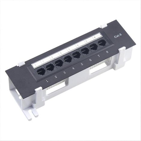 Panneau de brassage 8 ports Cat. 6, mural en plastique pour centre de données, polyvalent et compact (1/5)