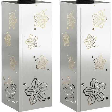 Set di 2 luci da sentiero solari design moderno giardino 18 x 18 x 50 cm in acciaio arrugginito 020052557