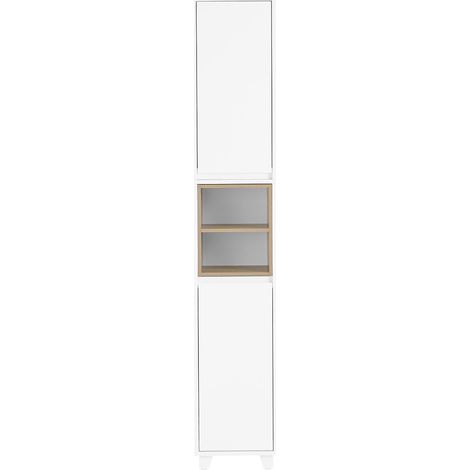 SoBuy Mobile a colonna bagno salvaspazio Mobile alto con 2 ante Mobile bagno stretto 30x30x170cm Bianco BZR147-W (1/5)