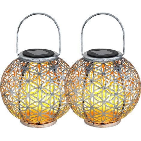 Lampada solare da esterno luce solare orientale Lanterna solare a LED da esterno, effetto luce fiore della vita, 1x LED bianco caldo, PxH 20x29 cm, set da 2