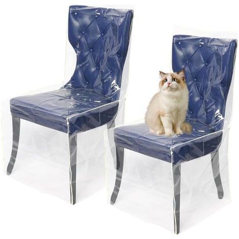 Lot de 2 housses de chaise de salle à manger en plastique transparent en PVC - Imperméables - Anti-poussière et anti-rayures - Pour maison, cuisine (1/5)