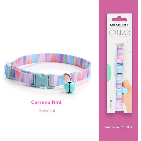 Collier pour chat avec clochette - Sécurité anti-étranglement - Couleurs tendance - Convient aux chats ayant un tour de cou de 15 à 30 cm