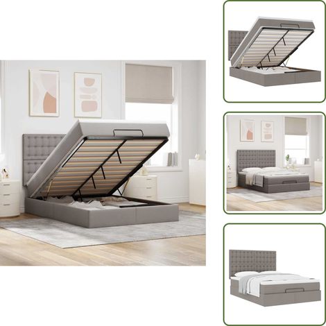 VidaXL Cadre de lit ottoman avec matelas taupe 140x200 cm tissu (1/5)