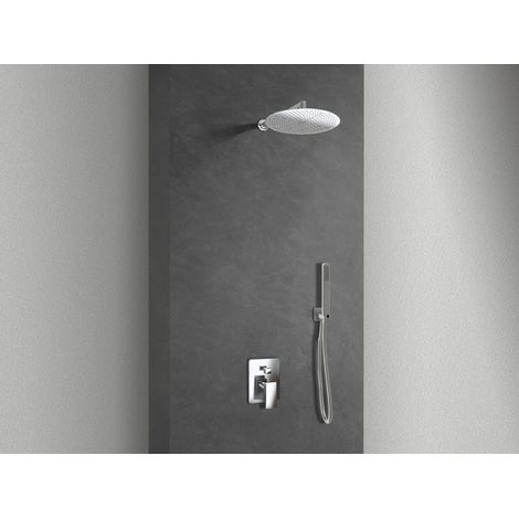 NALA - Duschset 2 Wege Duschkopf Edelstahl Slim 2 mm + Duscharm + Wasseranschluss + Flexschlauch + Handbrause Duschkopf Durchm. 25 cm mit Wandarm