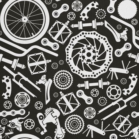 Telas decorativas para exteriores Oxford - motivos de piezas de bicicleta (1/5)