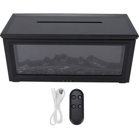 Diffuseur d'huiles essentielles 280 ml, effet flamme réaliste, silencieux, arrêt automatique, télécommande, humidificateur d'aromathérapie pour cheminée, noir (1/5)