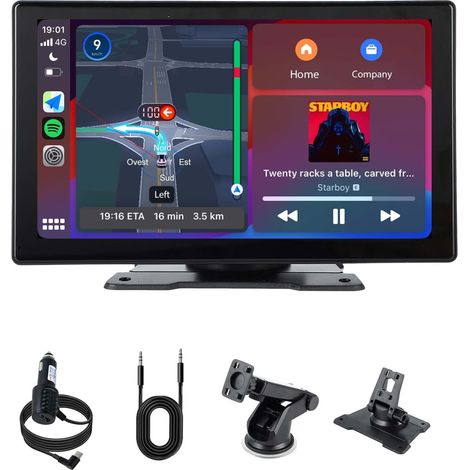 9-Zoll-Autoradio mit kabellosem Carplay Android Auto, IPS-Touchscreen für das Auto, Car-Play-Bildschirm mit Sprachassistent, Live-Navigation, Mirror Link, BT, AUX, L2
