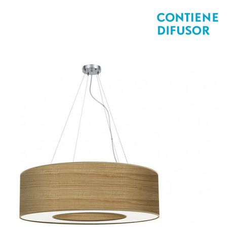 Lampada a sospensione Haiti piccola Cromo/Legno chiaro 4xE27 (40120x50x50cm)