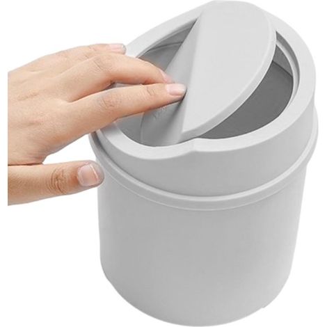 Mini papelera - Cubo de basura pequeño - Organización de escritorio - Tecnología repelente de olores - 16,5 cm de alto - Blanco (1/5)