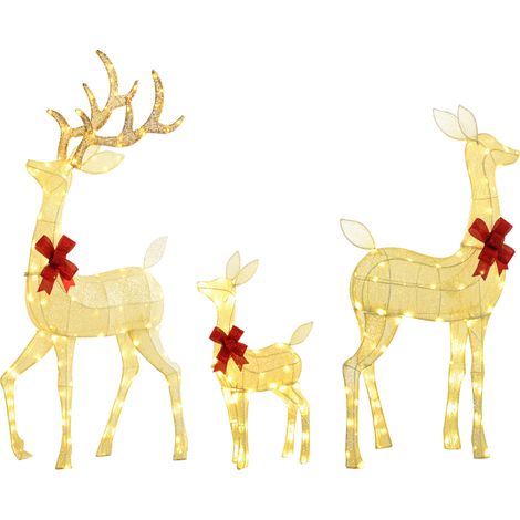 Famille de rennes avec nœuds rouges, 283 LED, guirlande lumineuse de Noël, imperméable, argenté (1/5)