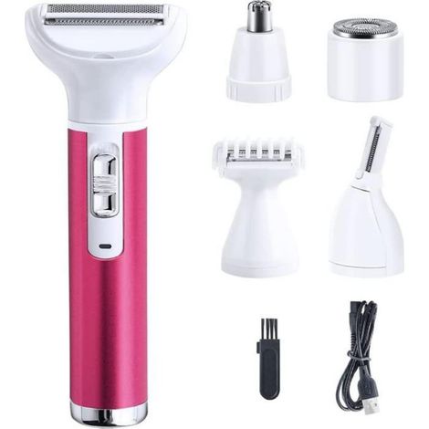 Rasoir Électrique Femme 5 en 1, Épilateur Corps Visage Nez Jambes Aisselles Bikini, Rechargeable Portable (1/5)