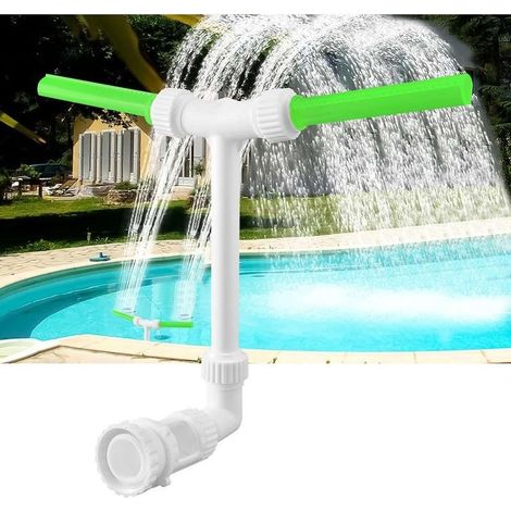 Fontaine de Piscine, 1,5" et 2,2" Accessoires Piscine Hors Sol Fontaine de Piscine Cascade a Double Jet Réglable 360°, Cascade Piscine Hors Sol pour Encastrées Rafraîchir, Calmer (Vert) (1/5)