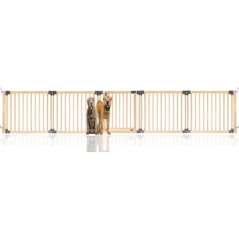 Bettacare Wooden Multi Panel Flexible Pet Barrier, Natural Wood, up to 416cm Wide, Dog Barrier for Pets Dogs and Puppy