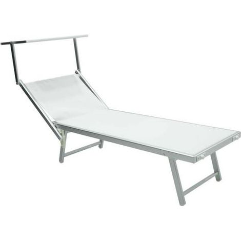 Lettino Prendisole Alluminio Pieghevole LIDO Spiaggia Giardino Bianco 190x60x40 (1/5)