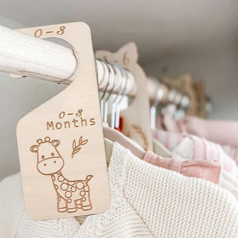Lot de 7 séparateurs de taille pour placard de bébé, organisateurs en bois pour chambre d'enfant - Motif animaux - (1/4)