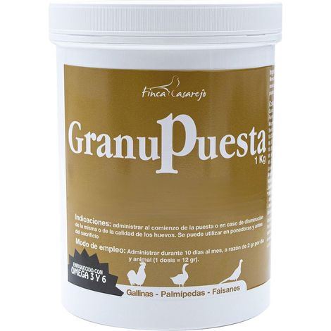 Granupuesta (1Kg) - Apoyo nutricional durante la época de puesta - Mejora la Calidad de la cáscara del Huevo - Pienso complementario granulado