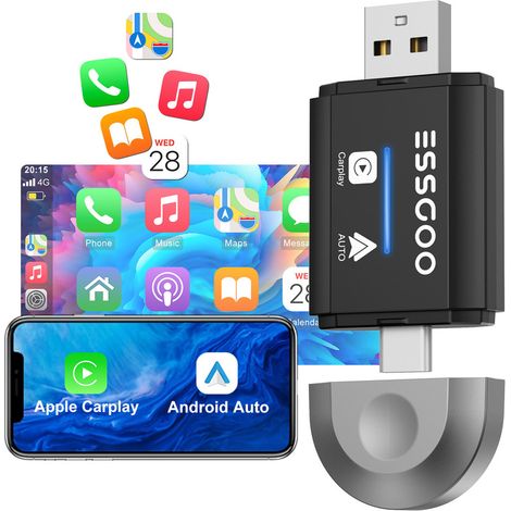 Adaptateur USB Apple CarPlay Sans Fil & Android Auto - Boîtier de Connexion pour Voiture (1/5)