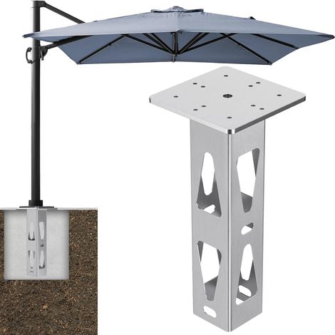 Base de Parasol de Terrasse, Support Parasol Balcon Ancrage Universel pour Parasol Plaque de Fixation au Sol pour Poteau Cantilever Déporté pour Jardin Extérieur, Cour ou Balcon (1/5)
