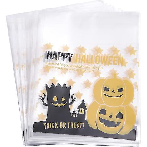 100 sachets à bonbons en plastique pour la décoration d'Halloween (1/3)