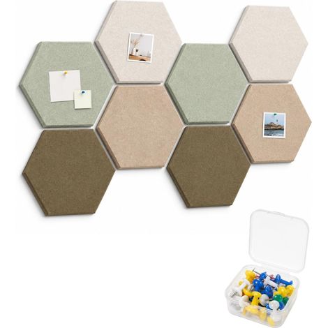 8 Pièces Tableau Hexagonal en Feutre 30 × 26 × 0,9 cm, Panneaux d’Affichage Muraux Autocollants, Pêle-Mêle Photo et Vision Board pour Notes, Maison et Bureau (1/5)