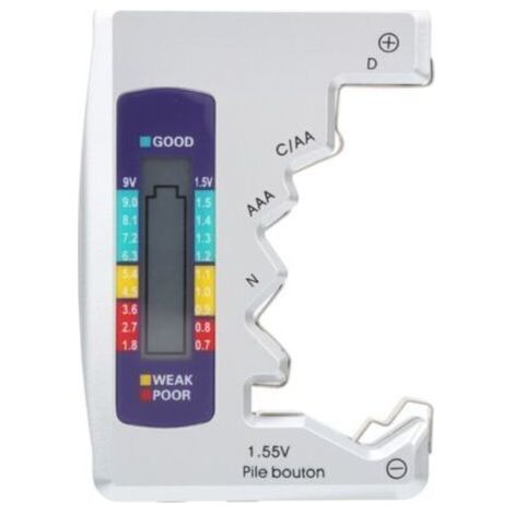 Testeur de Batterie, Vérificateur Universel de Piles Petit Testeur de Piles pour Batterie au Lithium C/D/9V/AA/AAA/1.5V - Testeur de Batterie pour Batteries Domestiques (1/4)