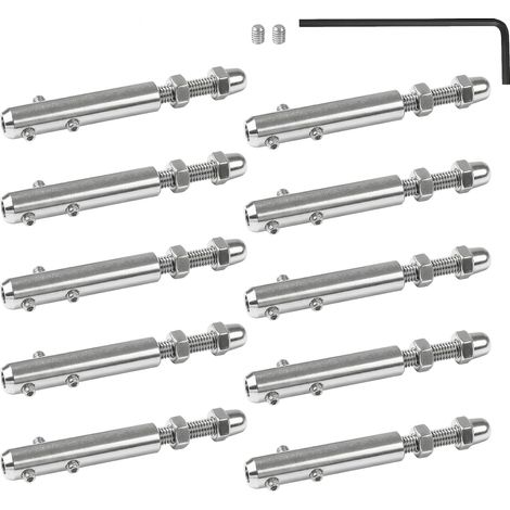 Pcs Stainless Steel Cable Tensioner Cable Tensioner 4mm Cable Tension Cord with Threaded Rod and Allen Key for Fixing and Powering Up Cables (1/5)