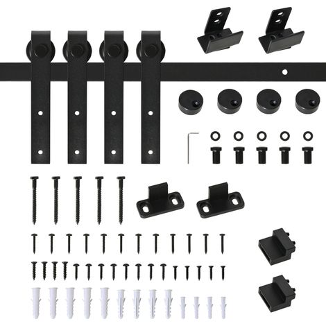 Kit ferramenta per porta scorrevole a doppia anta in acciaio nero 200 cm (1/4)