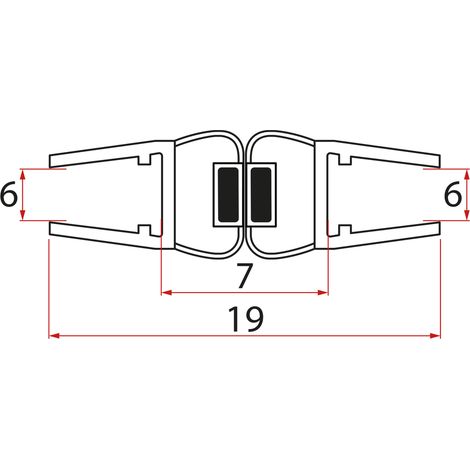 Jeu de joints magnétiques plats EXTRA SLIM pour verre 6/6mm, 1900mm