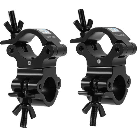 Pince pivotante de 50 mm noir, lot de 2 pinces pivotantes robustes de 500 kg, double tête pivotante selon les besoins, deux pinces d'éclairage à 360 degrés, s'adaptent aux tubes/truss de diamètre exté (1/5)