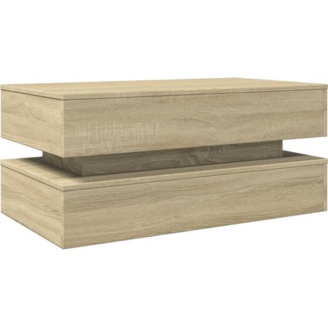 Couchtisch mit LED-Leuchten Sonoma-Eiche 90x50x40 cm vidaXL (1/4)