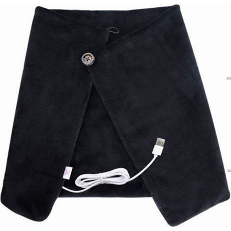 Châle Chauffant Électrique Couverture chauffante Coussin Respirant USB Châle chauffé Unisexe pour Soulagement de Douleur épaule Genoux Ventre Noir (1/4)
