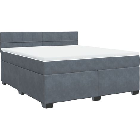 vidaXL Giroletto a Molle con Materasso Grigio Scuro 180x200 cm Velluto (1/5)