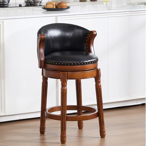 MEUBLIV Silla de bar giratoria 55,1 x 51,1 x 87,9 cm negra con respaldo (1/5)