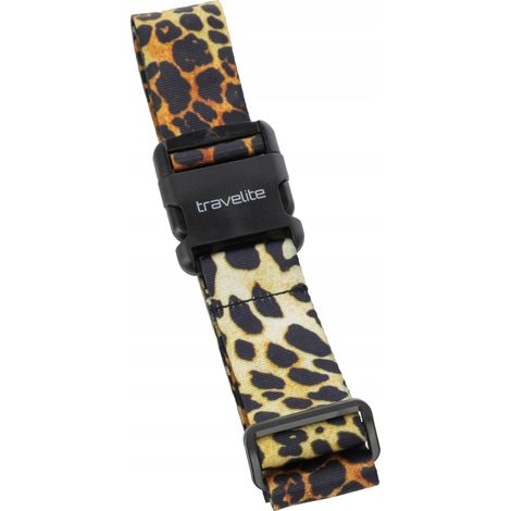 Cinturón de seguridad ajustable para maleta G25 Travelite, máx. 210 cm, estampado de leopardo. (1/2)