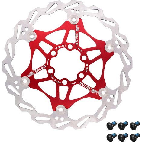 Disque de frein flottant vélo 160 mm / 180 mm / 203 mm, rotor de vélo avec 6 boulons pour VTT BMX (Rouge 160 mm) (1/5)