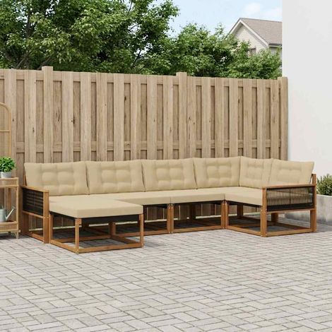 vidaXL Outdoor-Sofagarnitur mit Kissen 6 pcs Natur und Beige (1/5)