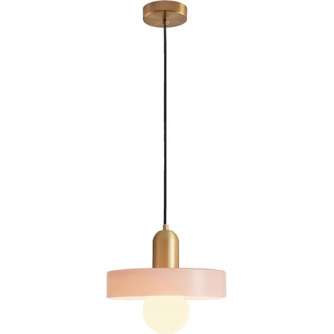 Suspension Vintage en Verre Rose, Lampe Suspendue Réglable E27, Idéale pour Salon, Chambre, Cuisine (25cm)
