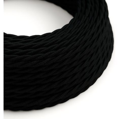 Creative-Cables Cavo elettrico rivestito in tessuto, Sezione 3 x 0,75 mm², 1 m, Nero Carbone TC04, Trecciato, Cotone (1/4)